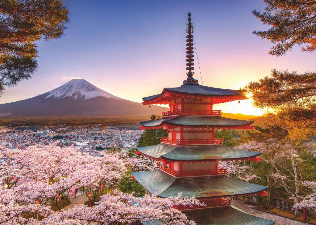 1000 Piece Jigsaw Puzzle Mount Fuji Cherry Blossoms. Immagine del prodotto 