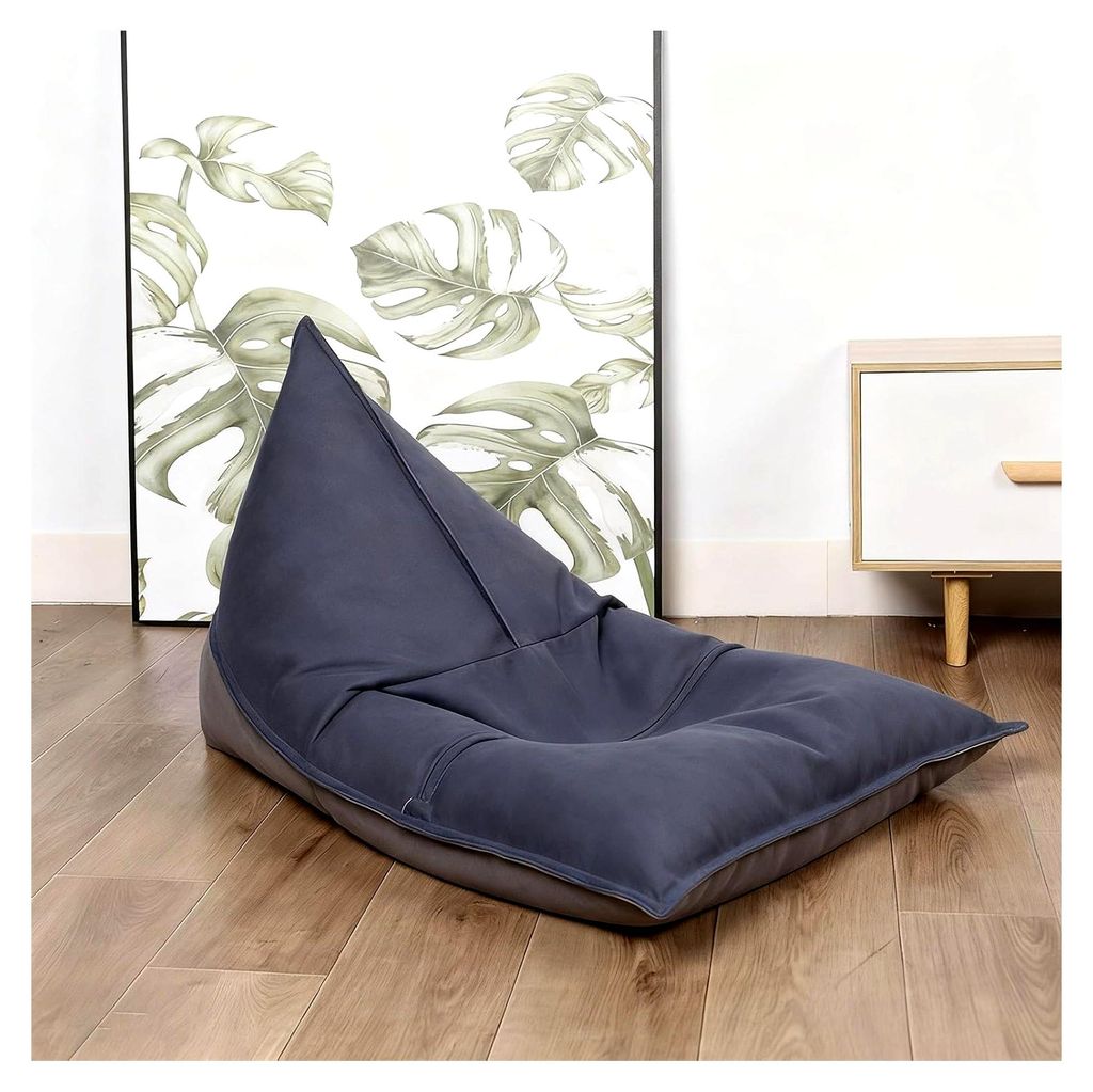 Sitzsackbezug (ohne Füllung) für dreieckigen Lounge-Sessel, technischer Stoff für Erwachsene, Leder-Pouf-Stuhlbezug für Wohnzimmer und Schlafzi...