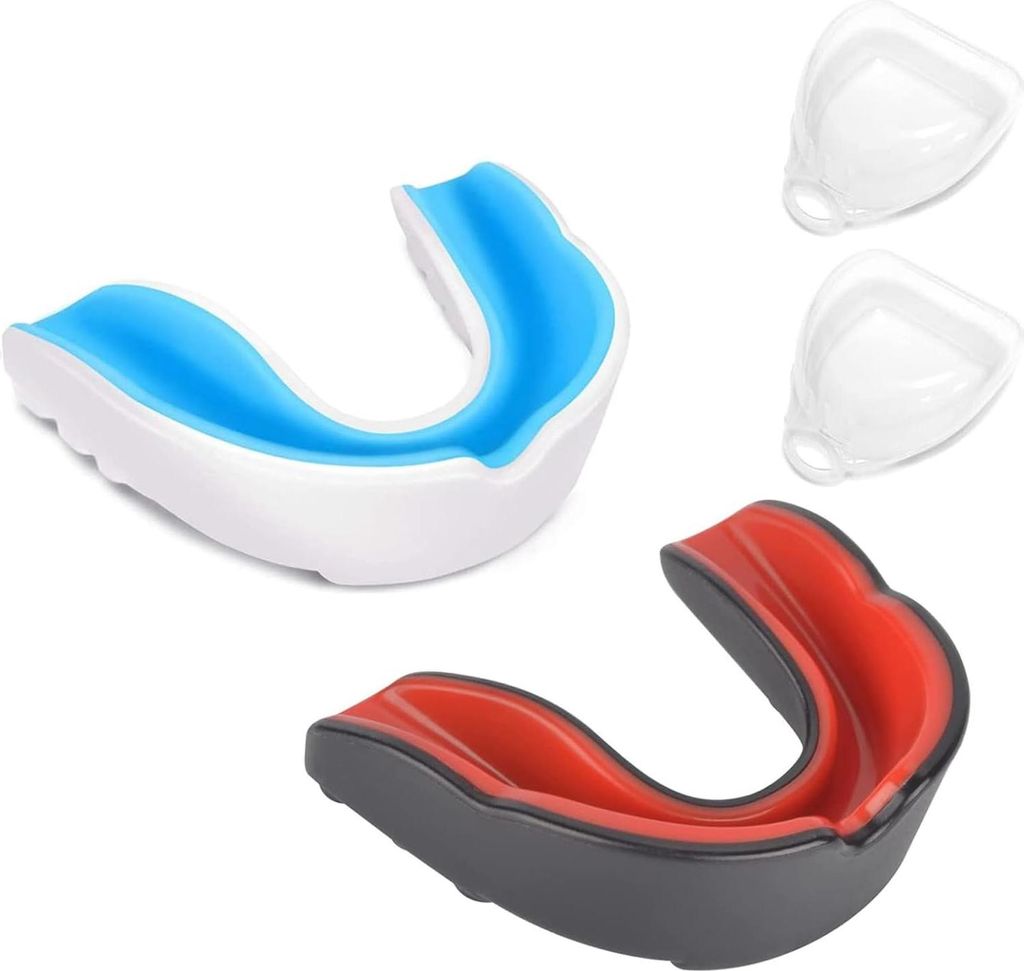 Zahnschutz für Herren - 2 Stück Mundschutz für Kampfsport mit tragbarer Box für Boxen, Rugby und Kickboxen