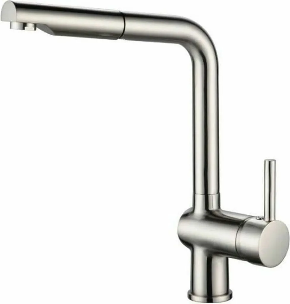 Robinet mitigeur de cuisine Rousseau design moderne en inox et laiton