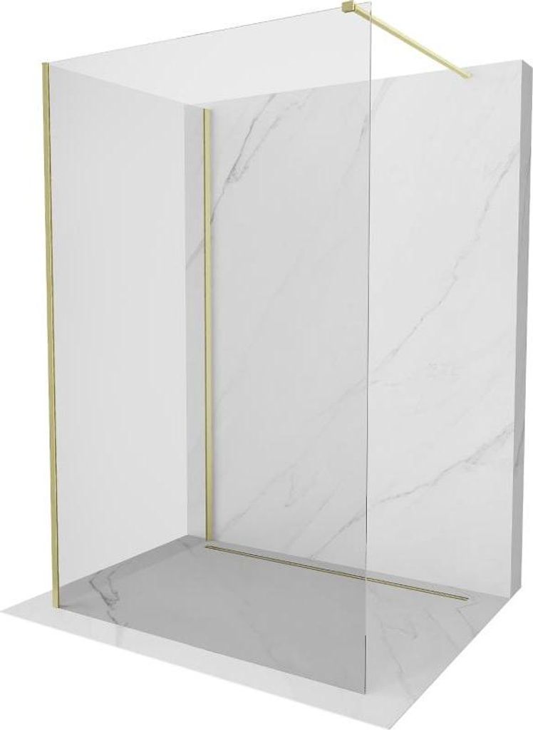 Mexen Kioto Walk-in Duschwand 130 x 100 cm, transparent, gebürstetes Gold - 800-130-212-55-00-100