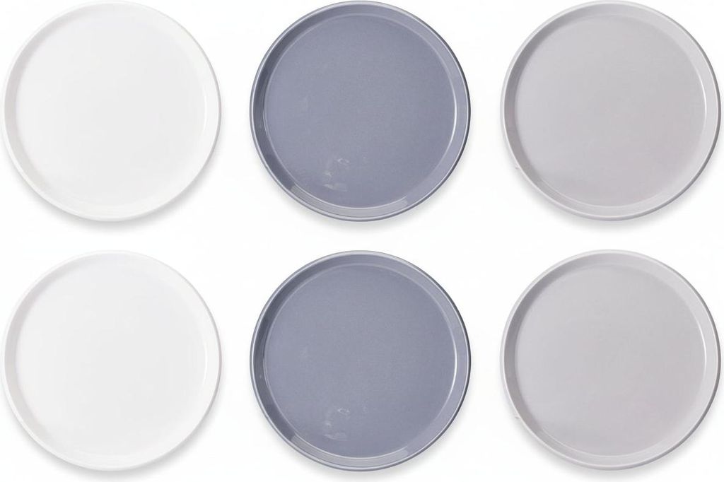 Cookinglife Frühstücksteller / Dessertteller Siaki - Weiß / Blau / Grau ø 19 cm - Porzellan - 6 Stück