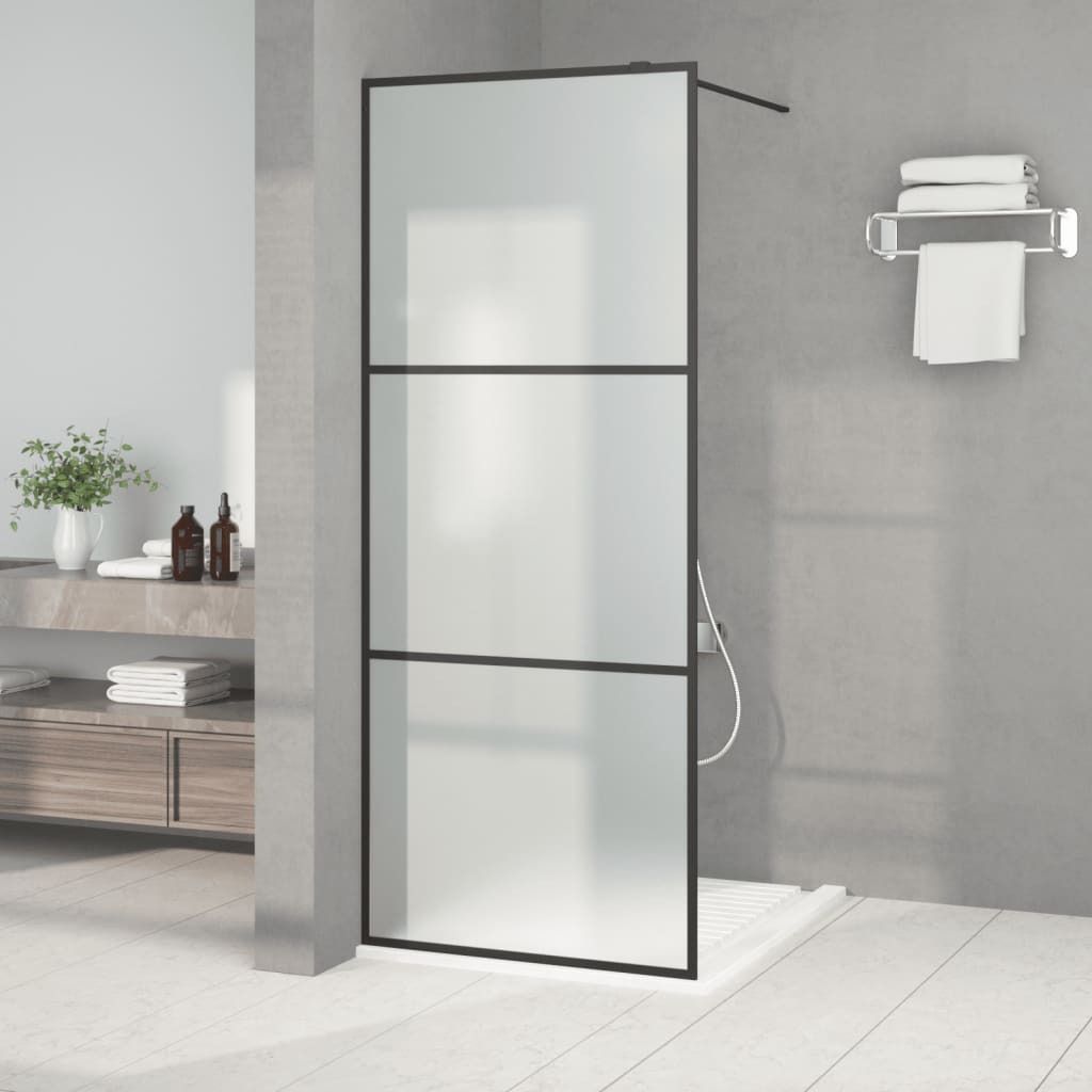 The Living Store Duschwand für Begehbare Dusche Schwarz 80x195 cm Matt ESG-Glas
