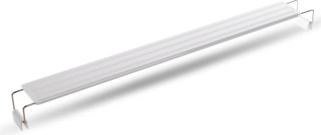 A white LED lamp with silver brackets, shown against a white background.