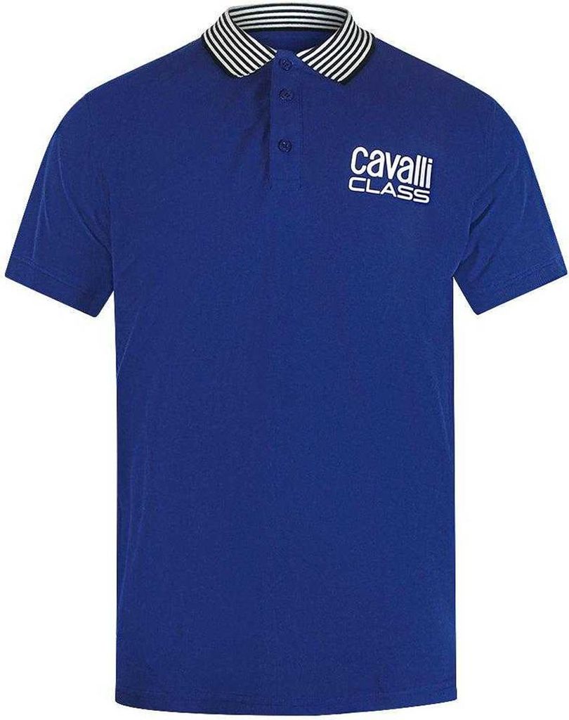 Cavalli Class - Poloshirt für Herren/Damen Unisex, Gestreifter Halsausschnitt SY175 (M) (Königsblau)