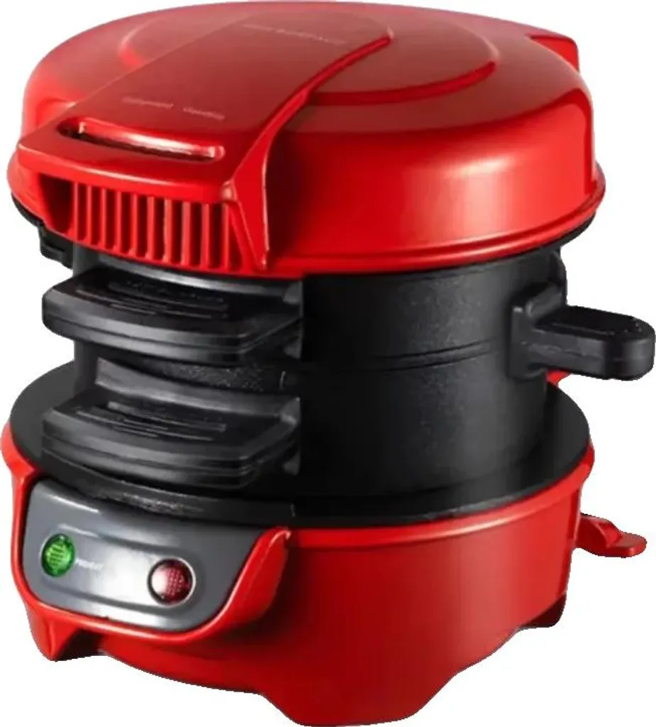 Appareil Petit-déjeuner Portable Rouge avec Cuisson Antiadhésive UE