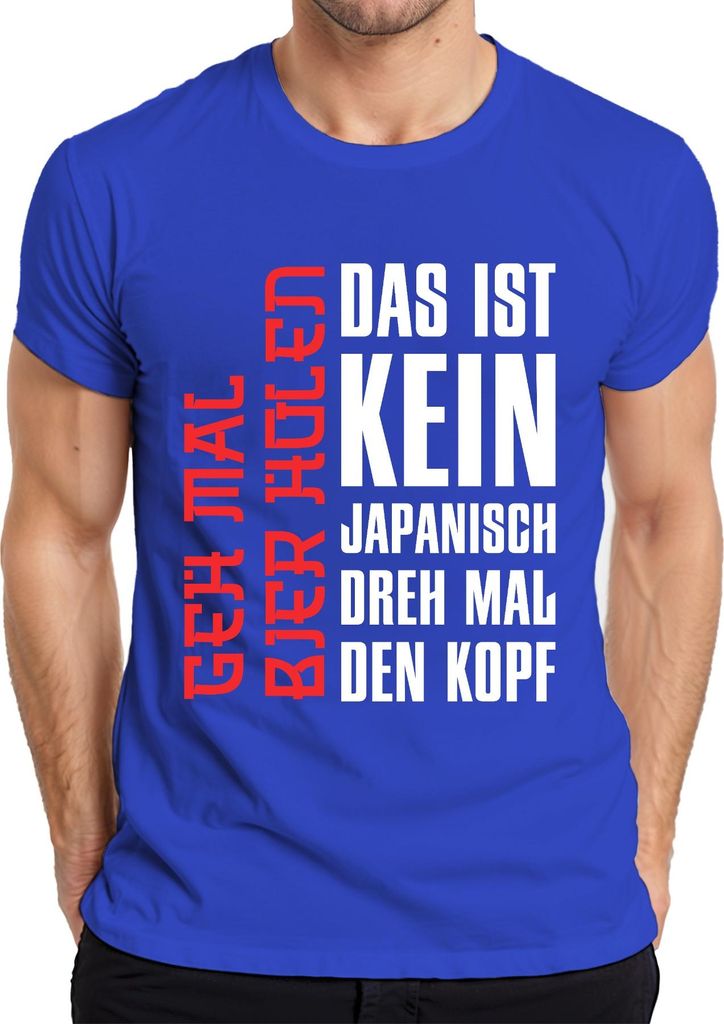 Das ist kein Japanisch Dreh mal den Kopf Anime Otaku Geschenk Herren T-Shirt, Blau, M