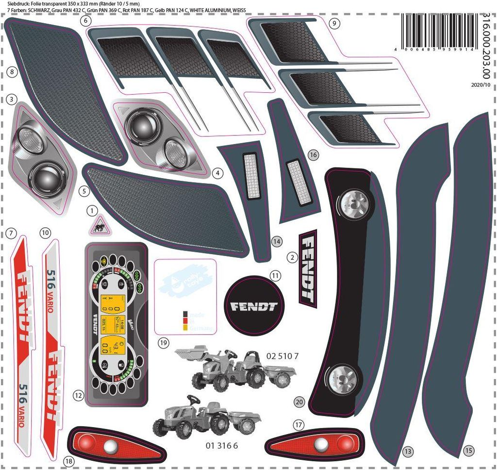 Rolly Toys Sticker Aufkleber für rollyKid Fendt Produktbild 