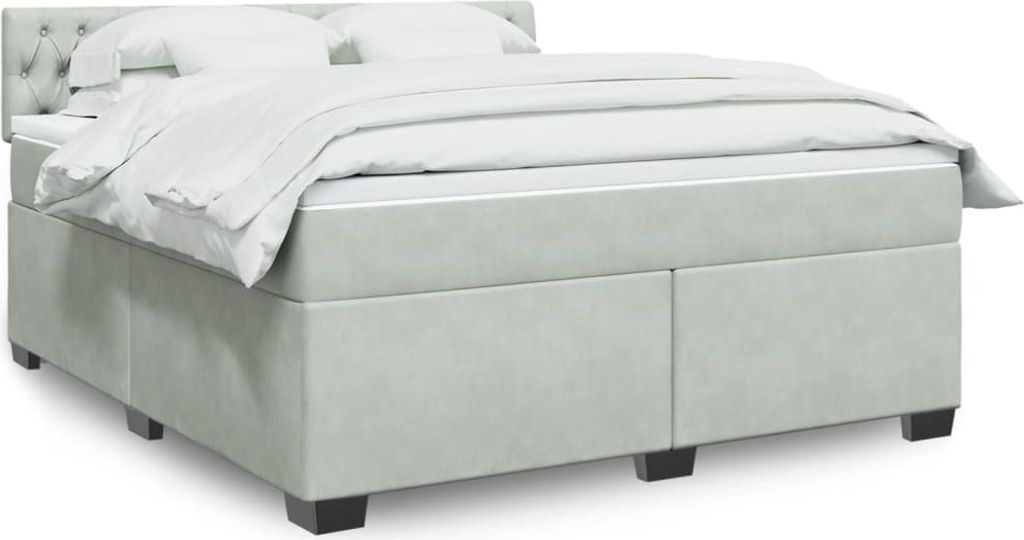 Maison Exclusive - Boxspringbett mit Matratze Hellgrau 180x200 cm Samt