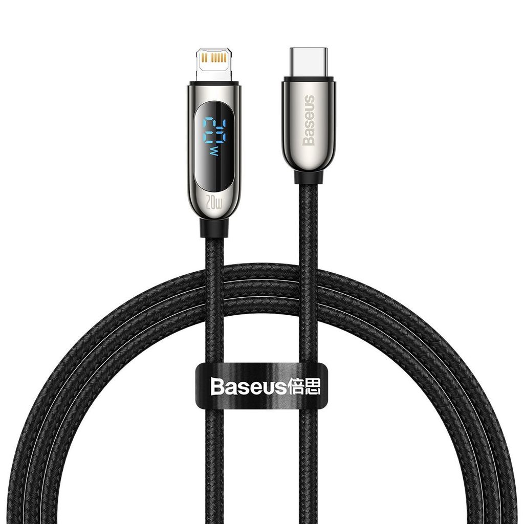 Baseus kabel s displejem USB-C-Lightning, 20W, 1m, černý Obrázek produktu 