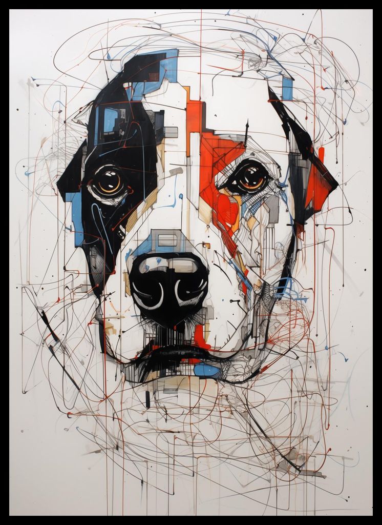 Plakat 39,5x55cm Zeichnender Hund