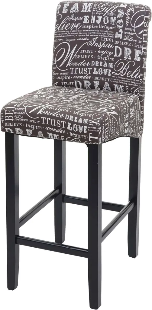 Sgabello da Bar HWC-C33 in Legno MVG Grigio con Scritte Vintage