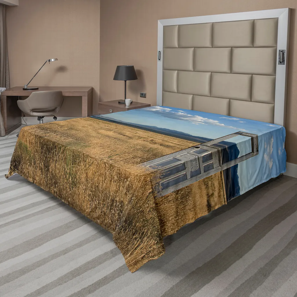 Drap plat grand format infroissable motif antique 266x260 cm Jaune