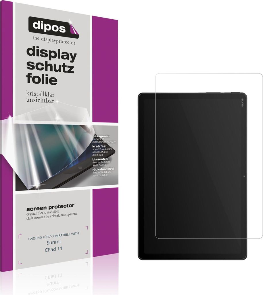 2x Schutzfolie für Sunmi CPad 11 klar Displayschutzfolie Folie Display Schutz dipos