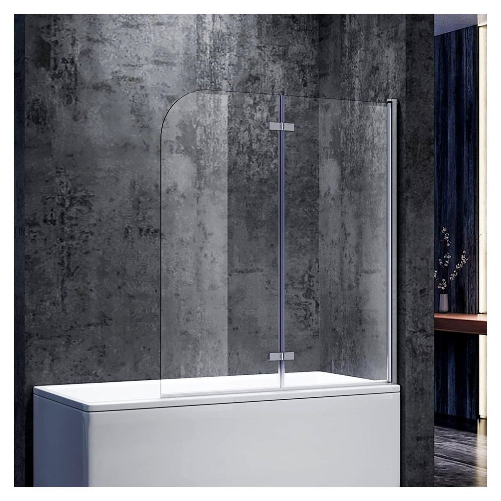 Duschwand für Badewanne 120x140 cm (BxH) faltbar 2-teilig 6 mm NANO-GLAS