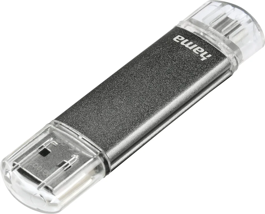 Clé USB 16 Go Métal et Plastique Hama Laeta Twin - Design Robuste Gris