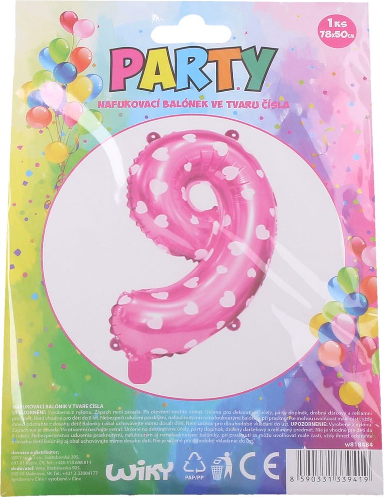 Aufblasbarer Ball – Nummer 9 rosa