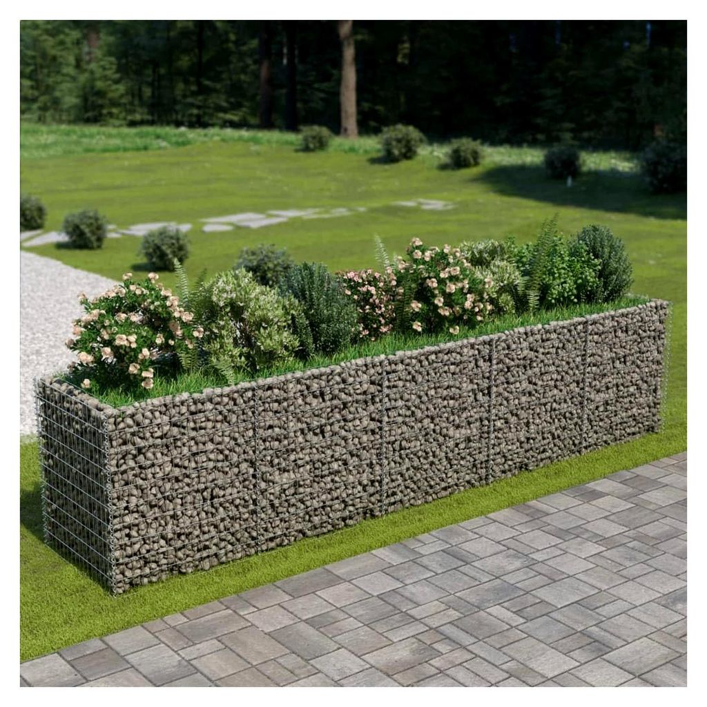 Gabion Hochbeet aus verzinktem Stahl, 450 x 90 x 100 cm
