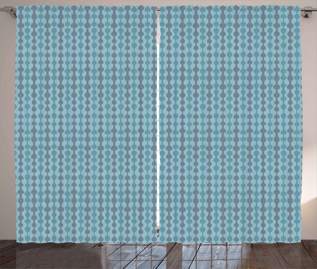 ABAKUHAUS Grau Blau Rustikaler Gardine, Abstraktes Gekritzel-Motiv, Schlafzimmer Kräuselband Vorhang mit Schlaufen und Haken, 280 x 225 cm, Türki...