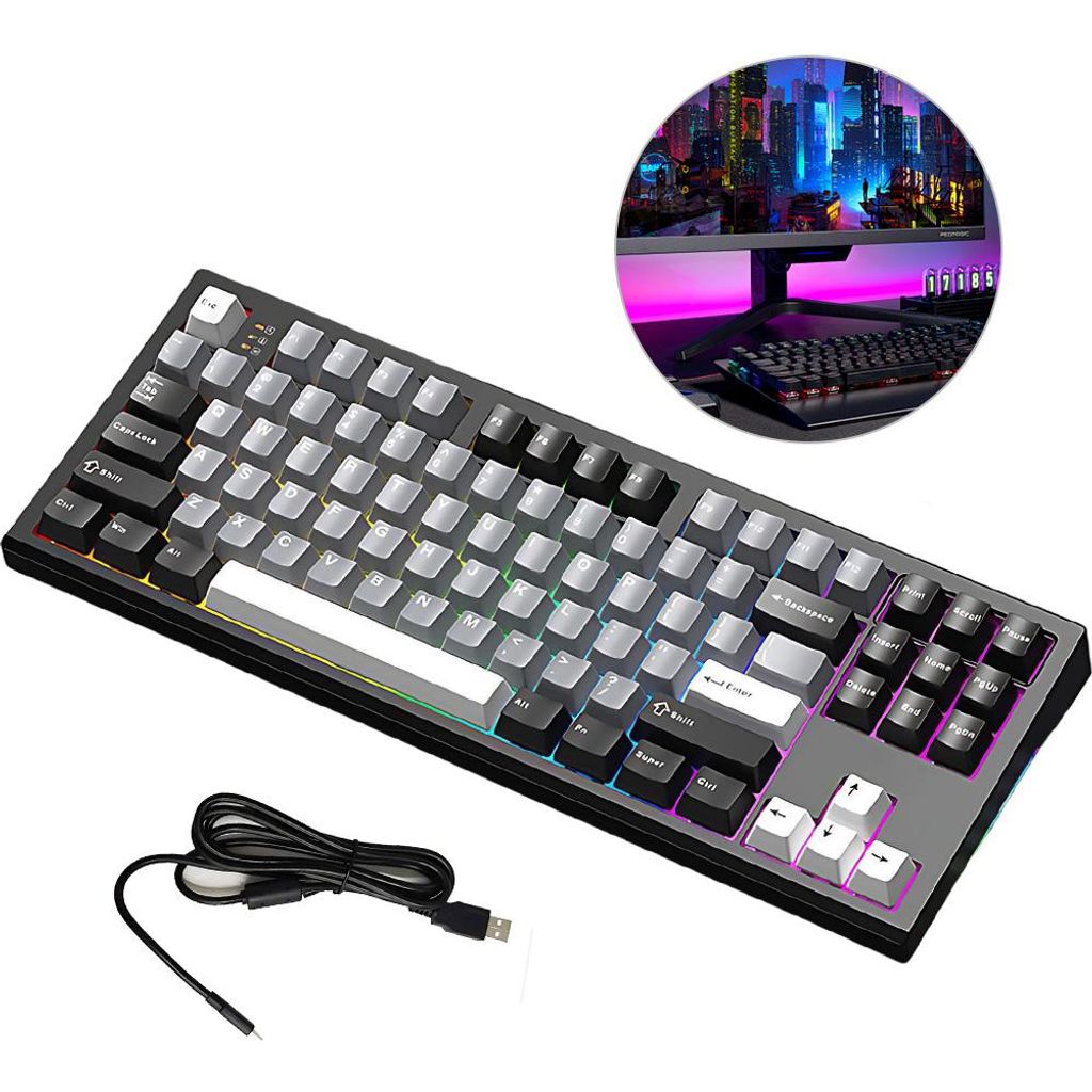 Aula S87 Mechanische Gaming Tastatur 2.4GHz/Type-C/BT5.0, Hot-Swap-fähige Custom-Tastatur, RGB Backlight, Ergonomisches Design, 87 Tasten