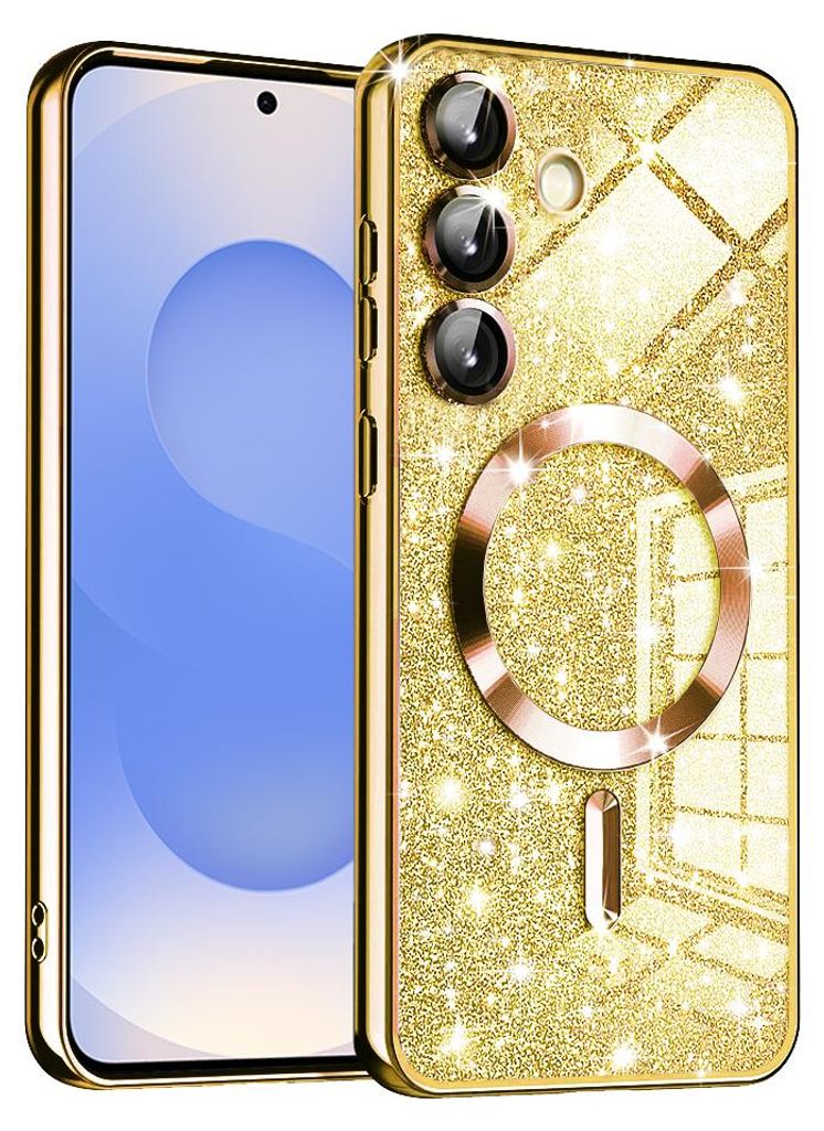 Techsuit Luxury Glitter Back Cover Hülle mit MagSafe für Samsung Galaxy S25 - Gold