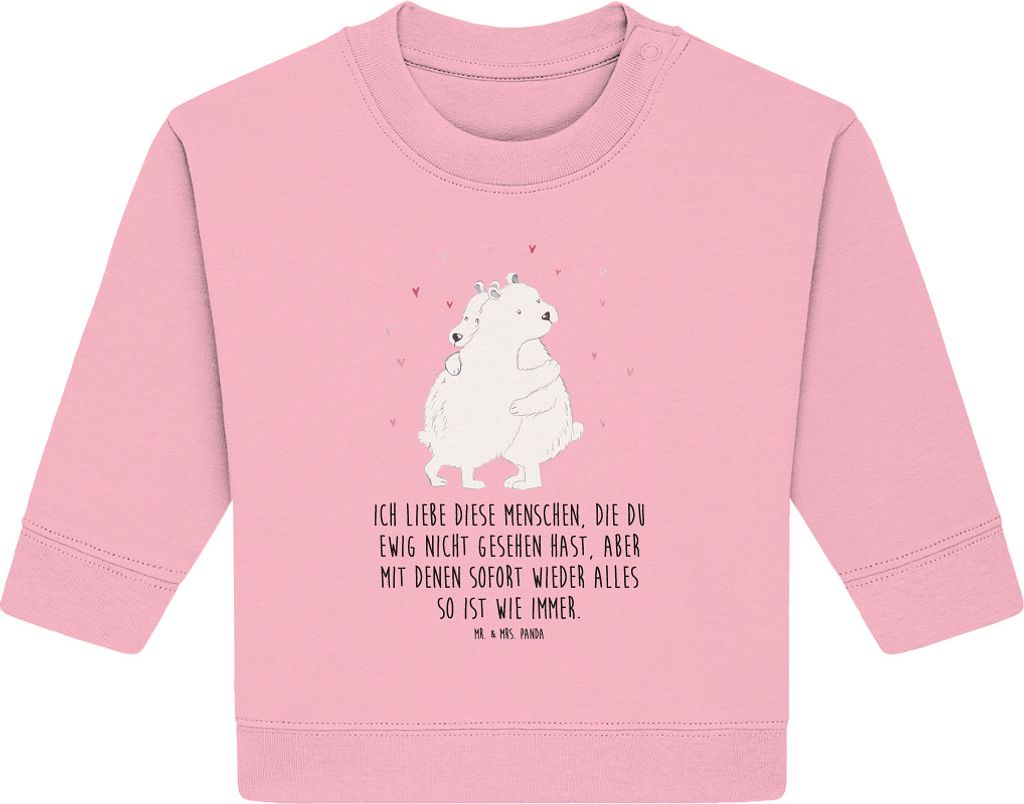 Mr. & Mrs. Panda Organic Baby Pullover Eisbär Umarmen 24. - 36. Monat - Baumwolle Pink - Geschenk, Lustige Sprüche, Bullover