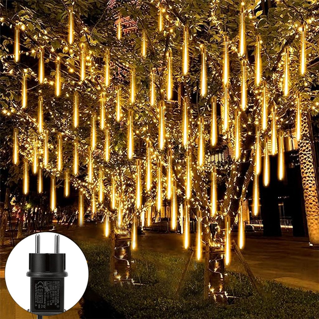 288 LED Meteorschauer Regen Lichter Warmweiß Wasserdichte Produktbild