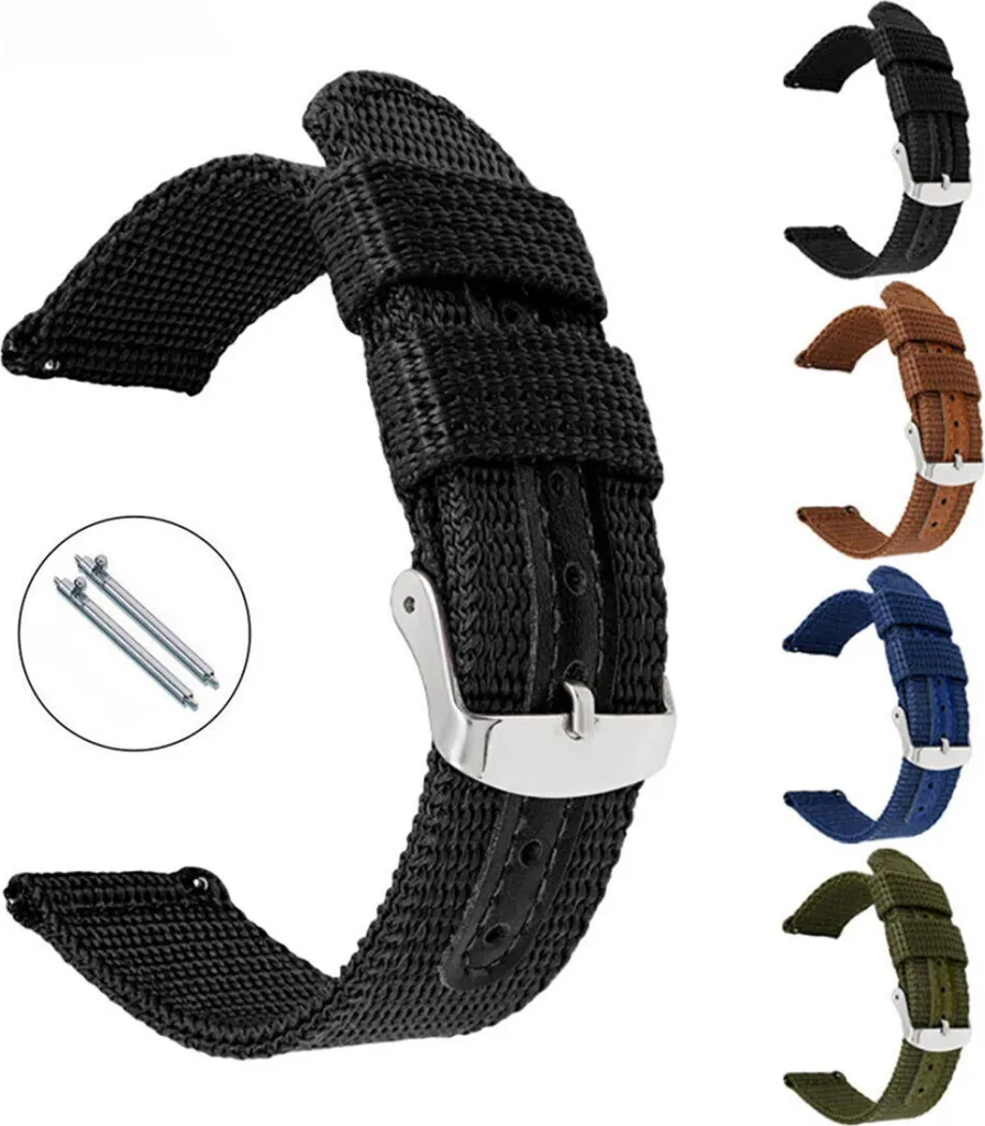 Bracelet de montre en nylon vert 24 mm style militaire pour homme GAIRA