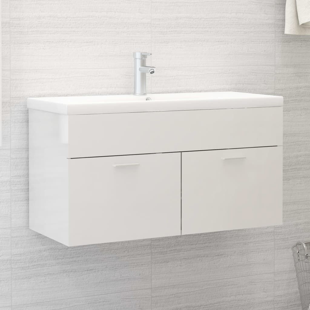 "2026 Promotion" Waschbeckenunterschrank/Badschrank - mit Einbaubecken - Hochglanz-Weiß - Badezimmer CC3920