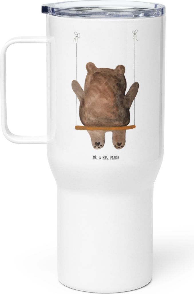 Mr. & Mrs. Panda Großer Thermobecher Bär Schaukel - Weiß - Geschenk, Kaffee-Thermobecher, Verlust Trauer Trauergeschenk Traurig Trösten Trost L...