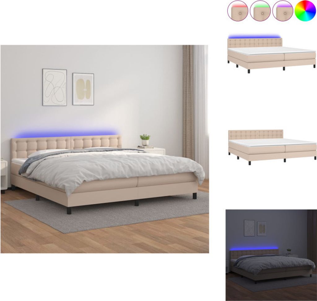 vidaXL Boxspringbett mit Matratze & LED Cappuccino-Braun 200x200cm - Betten & Bettgestelle