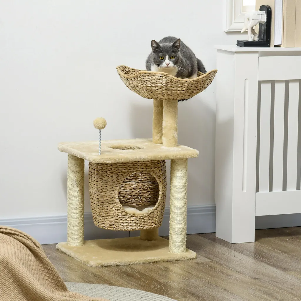 Arbre à grimper pour chat avec tour de jeux et griffoir en sisal 74cm - 2