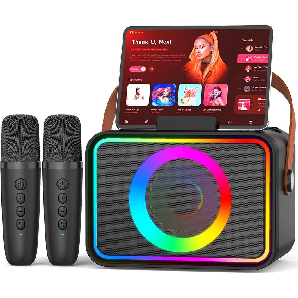 Karaoke Maschine Komplettset – Mit 2 Mikrofonen, Tragbare Bluetooth PA Anlage für Home Party, Kirche, Picknick & Outdoor
