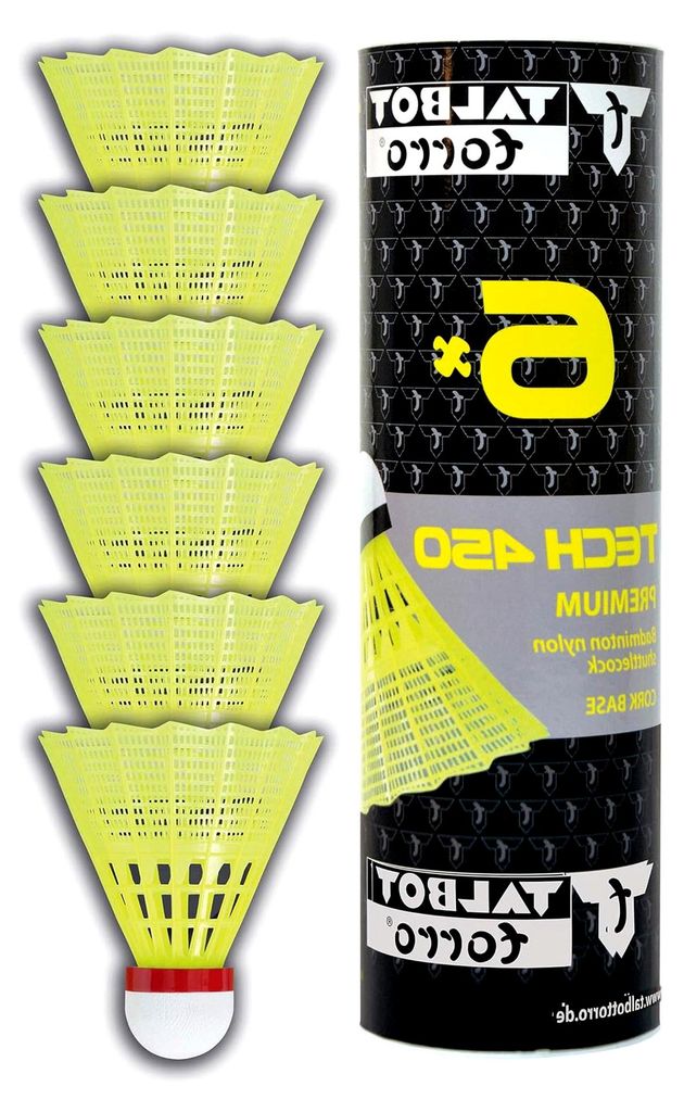 Talbot-Torro Tech 450 Badmintonbälle - 6er Dose, wählbare Farben und Geschwindigkeiten (weiß/gelb, Geschwindigkeiten: langsam, mittel, schnell)