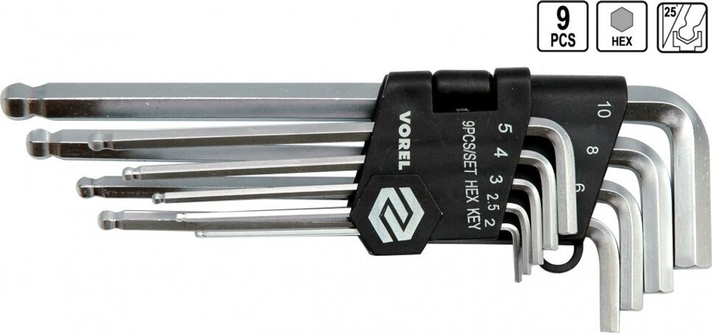 Sechskantstiftschlüsselsatz Kugelkopf Innensechskant Schlüssel 9 Tlg 2 -10 mm