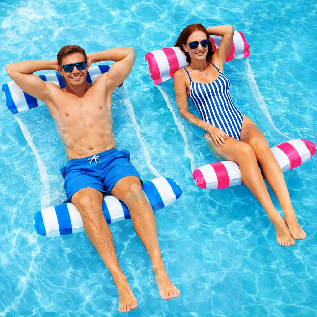 Aufblasbare Wasserhängematte 2er Set Pink & Blau, Produktbild 
