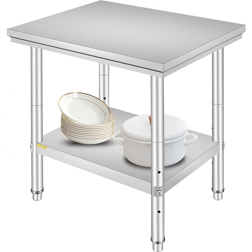 Edelstahl Arbeitstisch 760 x 600 x 70 mm - Multifunktionaler Küchentisch für Mahlzeiten, Nähen, Basteln - Garagenarbeitstisch.