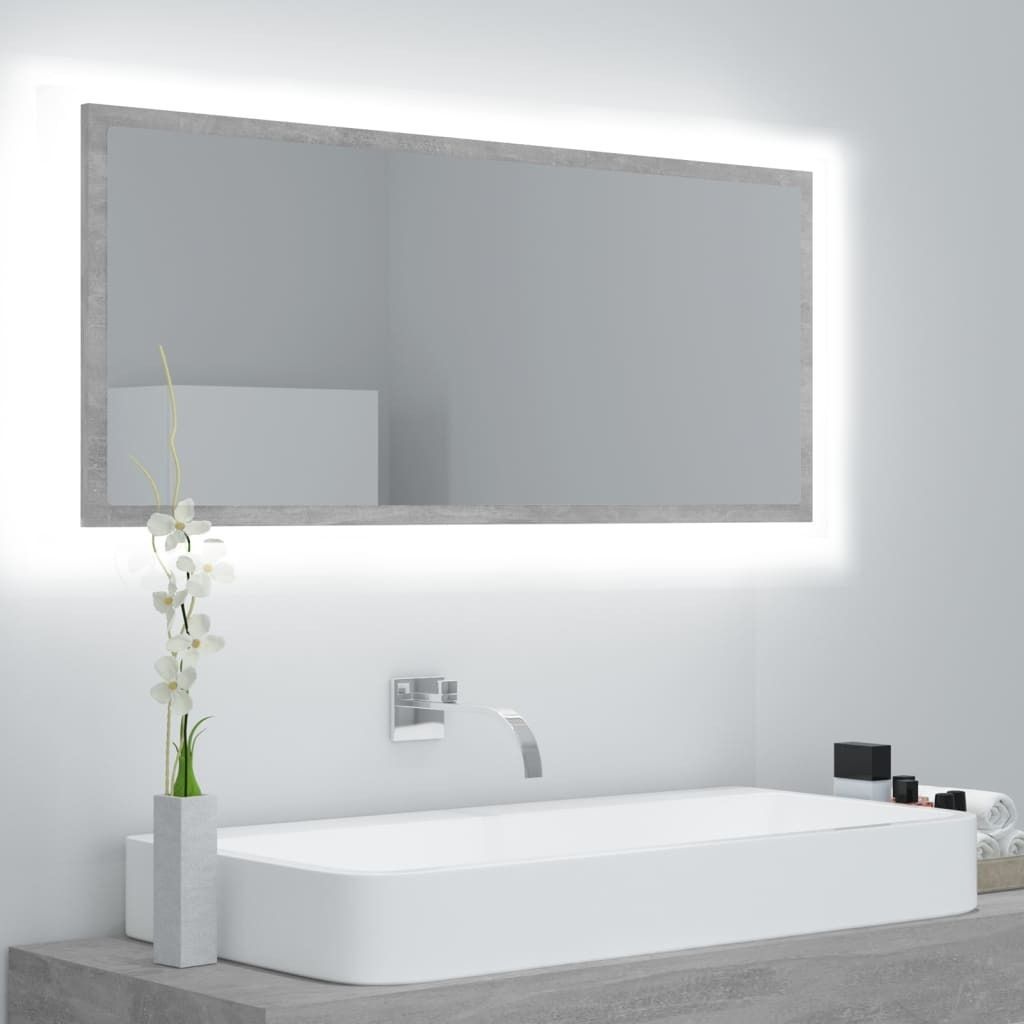 "2026 Promotion" LED-Badspiegel - Wandspiegel - Betongrau 100x8,5x37 cm Acryl - Badezimmer CC27070