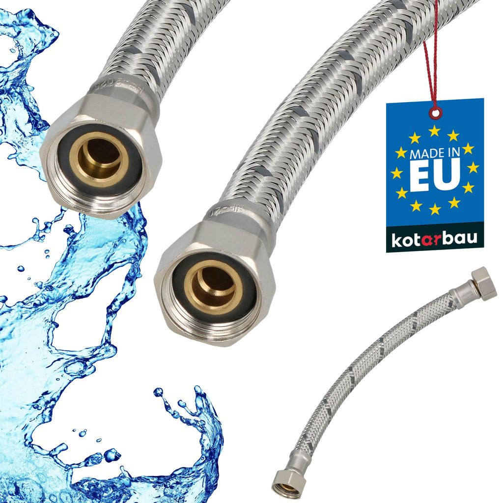 KOTARBAU Flexschlauch 3/8 Zoll Wasserschlauch 20cm Panzerschlauch 3/8“x3/8“ Anschlussschlauch für Armatur Schlauch Für Wasserhahn Edelstahl...