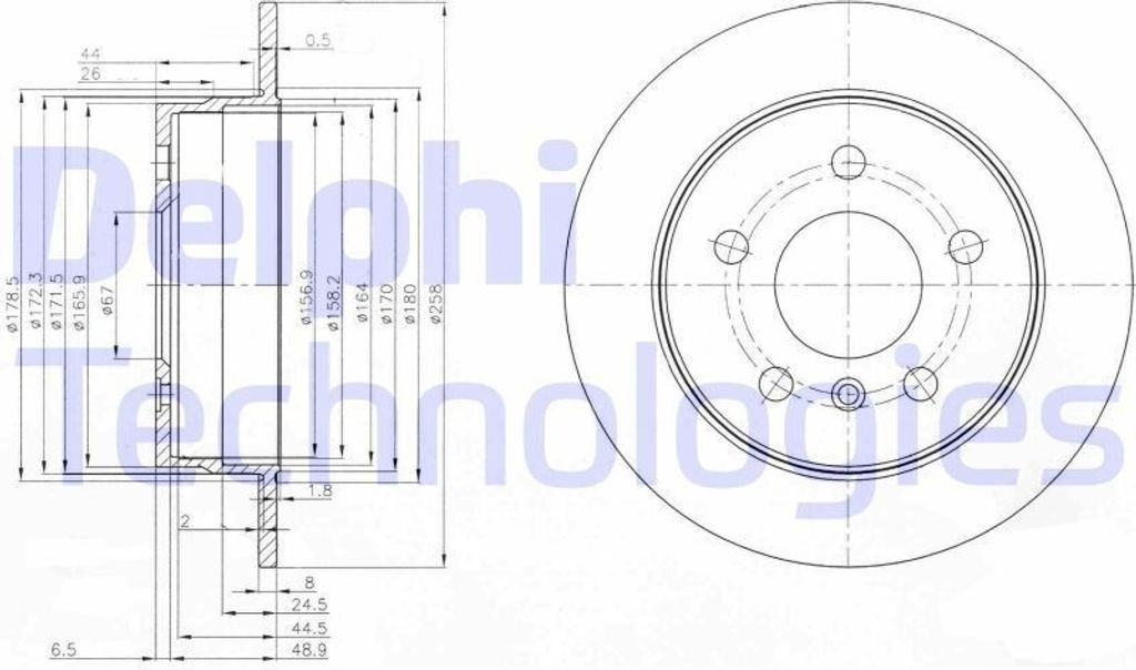 2x DELPHI Bremsscheibe BG3910C passend für MERCEDES-BENZ A-Klasse (W169) 55 5mm