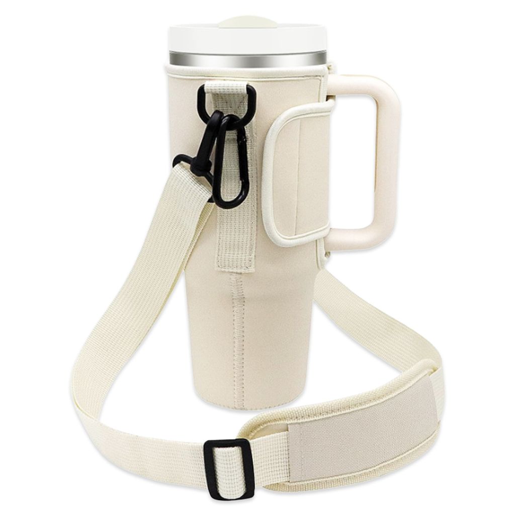 Wasserflaschen-Tragetasche für 40-oz-Becher mit Griff, Wasserflaschenhalter-Tasche mit verstellbarem Schultergurt und Strohhalm-Abdeckung