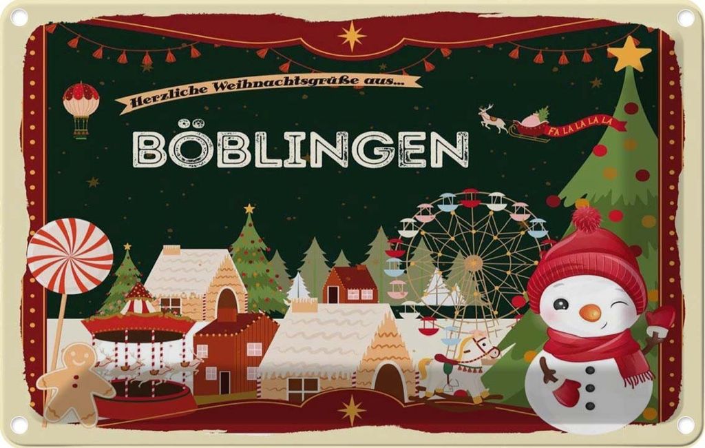 vianmo Blechschild 20x30 cm Weihnachten BÖBLINGEN