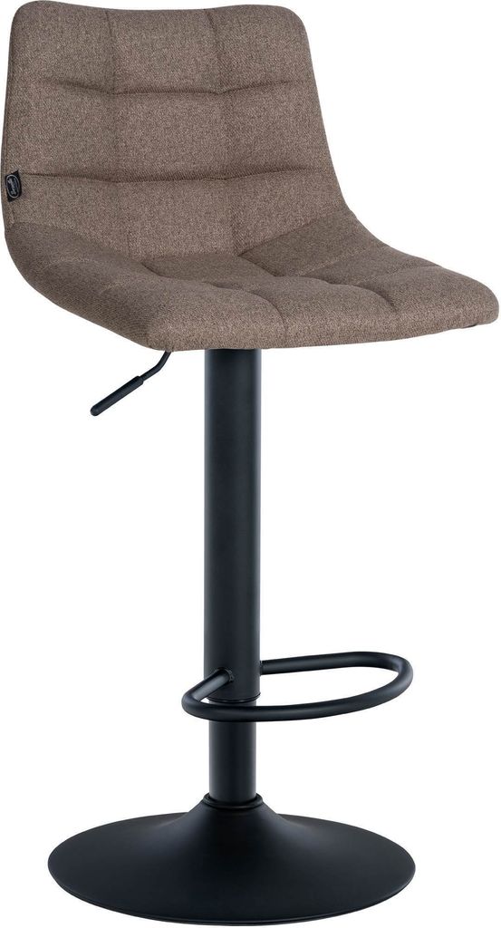 DELUKE Barhocker DUBAI - Taupe, Stoff, Schwarz | Barhocker mit Lehne Barstuhl Tresenhocker Tresenstuhl Kneipenhocker Kneipenstuhl