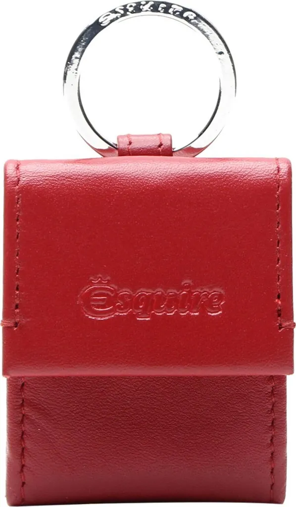 Esquire Silk 02 Portachiavi in Pelle Rosso Scuro con Tasca Monete