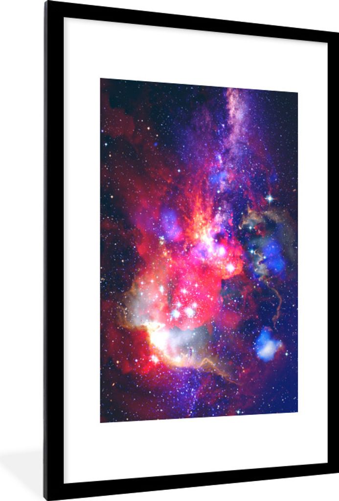 MuchoWow Gerahmtes Poster Sterne - Weltraum - Rot 60x90 cm - Poster mit Schwarzem Bilderrahmen Wandposter Rahmen Foto Bilder - Dekoration - Wandp...