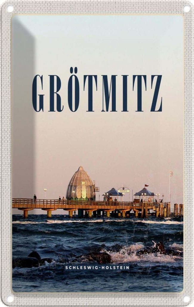vianmo Blechschild 30x20 cm Grötzmitz Schleswog-Holstein Strand Bildmotiv Reisemotiv Abenteuer Reisen Urlaub