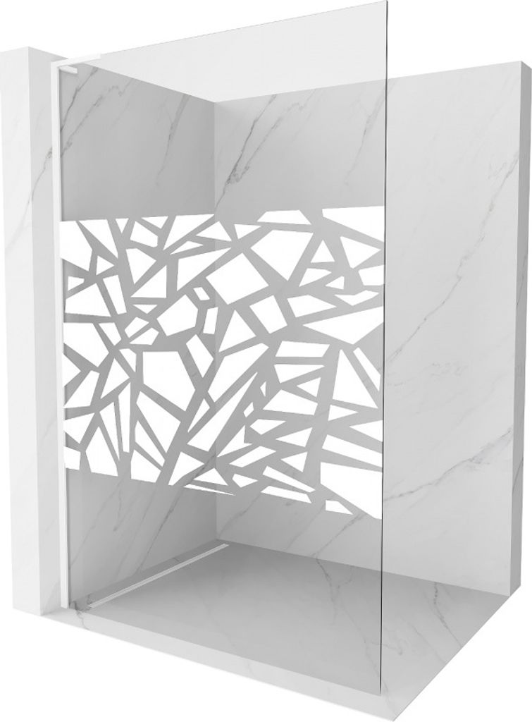Mexen Kioto L Duschwand Walk-in 100 x 200 cm, weißes Muster, weiß - 800-100-103-20-85