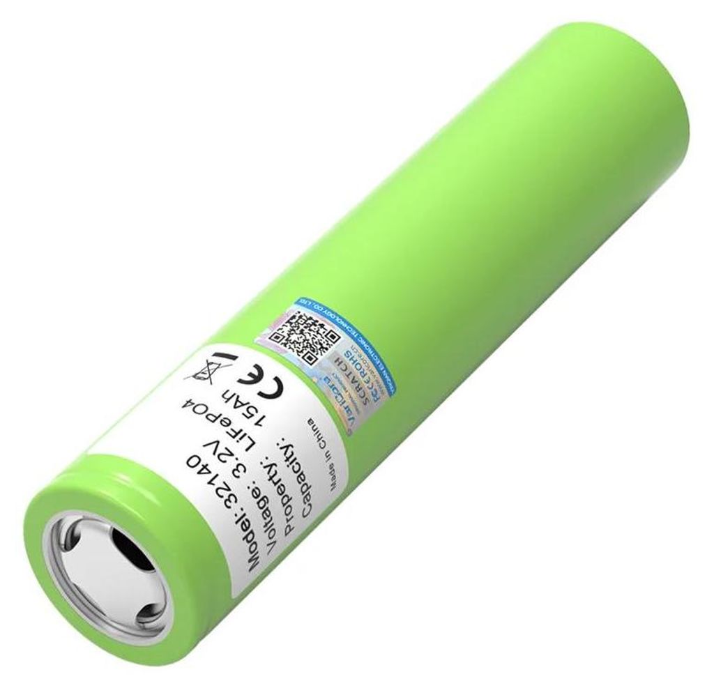 LiFePO4 Akkuzellen - 2× 32140 3,2V 15Ah - Zylindrische Zelle 40,5×160mm - Grade A - Für 4S 12V 24V Akku Pack, Solar, Auto, Motorrad