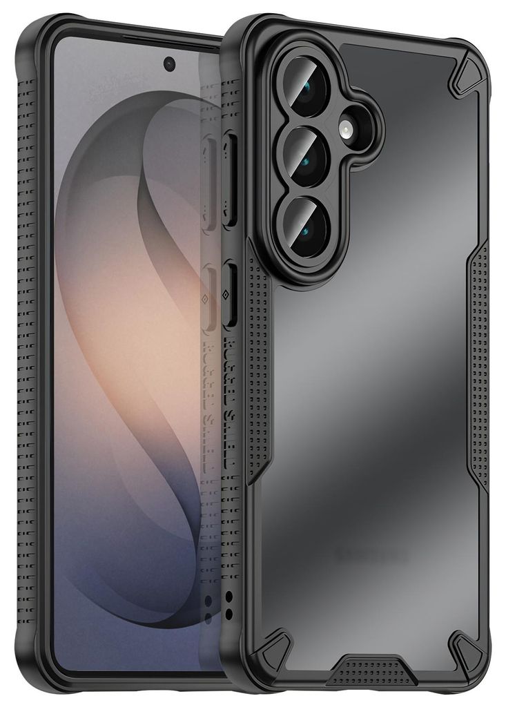 Avizar, Defender Hülle Galaxy S26 matt mit verstärkten Ecken robust, Schwarz transparent