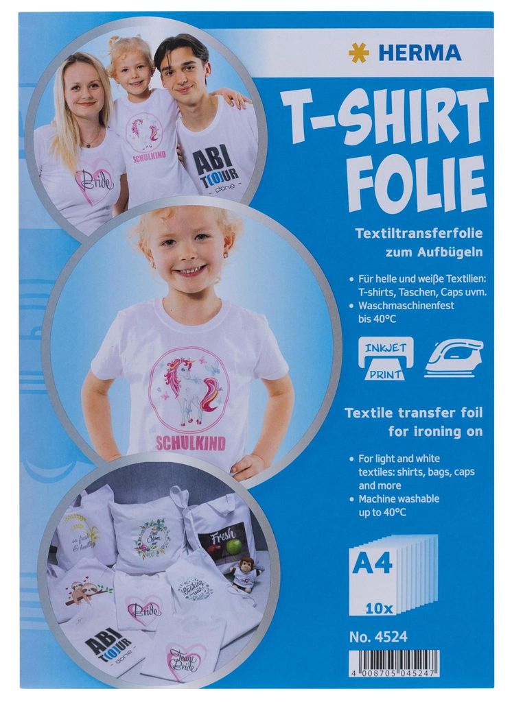 HERMA T-Shirt Folie für helle Textilien A4 bedruckbar 10 Obrázok produktu 